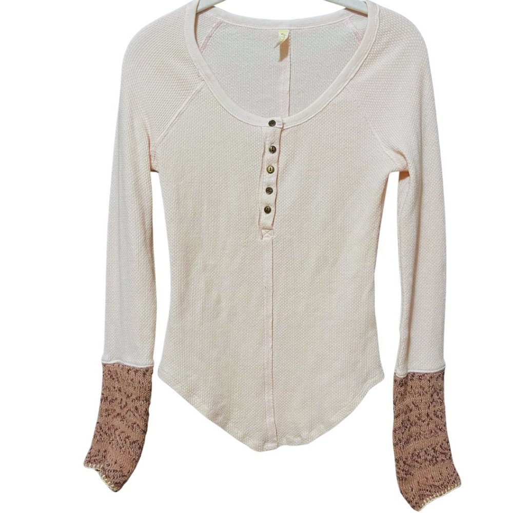Free People Ski Lodge Alpine Cuff Thermal, Blush Pink, Size XS - Picture 3 of 5